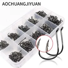 500 шт./лот 3#-12# углеродистой Сталь рыболовные Крючки Крючок Прочный Pesca джиг-головки рыболовные крючки с отверстием карп рыболовные снасти Box