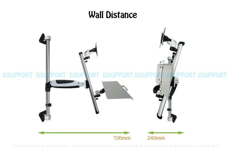 Настенное крепление складной Эргономичный Алюминиевый Газовый пружинный сидячий стенд монитор+ клавиатура Держатель полный рычаг движения 1"-27" монитор Стенд кронштейн