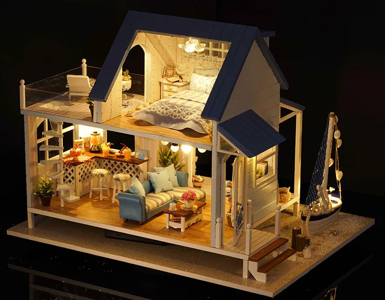 Кукольный дом Миниатюрный DIY кукольный домик с деревянная мебель для дома игрушки для детей на день рождения Рождественский подарок A037