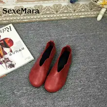 SexeMara New Fashion Forest style Genuine Leather Women shoes soft Cowhide female Casual Shoes size 34-40 6 Colors Free shipping