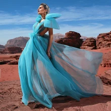 Летнее Новое небесно-голубое женское длинное платье, роскошное Сетчатое сексуальное платье с открытой спиной и бантом, платье знаменитостей, платье для вечеринок подиума Vestidos