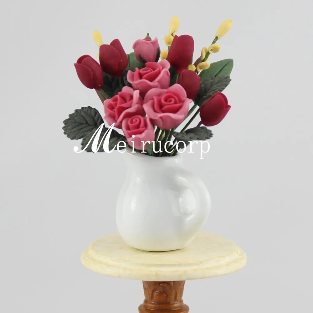 

Dollhouses 1:12 scale fine Mini flower red and pink flowers