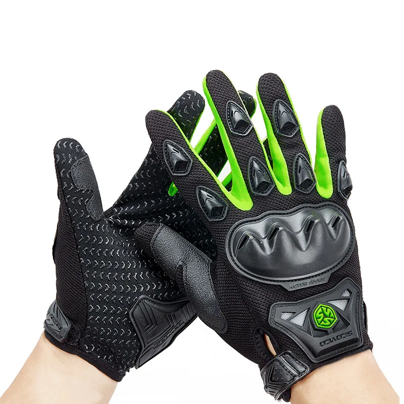 SCOYCO мотоциклетные перчатки профессиональные мотокросса внедорожные гоночные перчатки полный палец перчатки для езды на мотоцикле защитные перчатки - Цвет: Full-finger  green