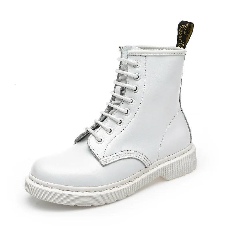 SWONCO martin boots women shoes genuine leather high top white sneakers platform ankle boots for women platform boot 41 44