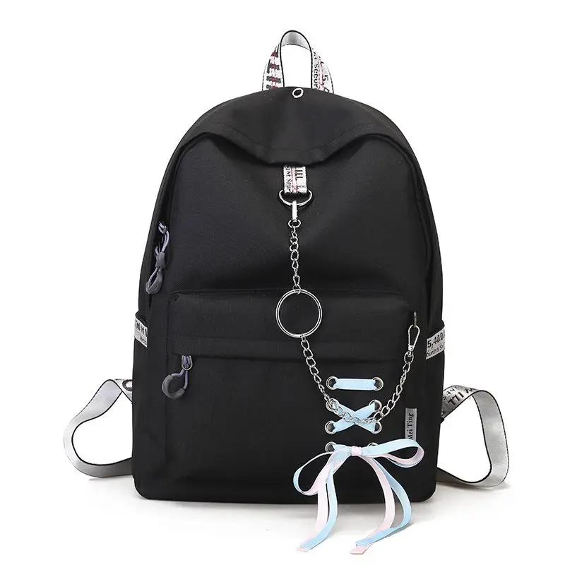 

Fashion big capacity shopping bag laptop backpack rucksack canvas bags student womens school Bags(Black)