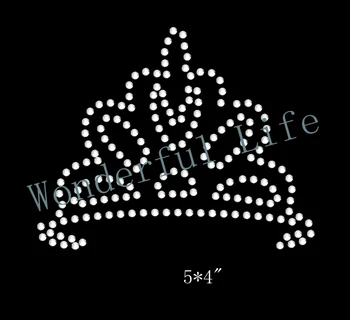 

New arrival High grade free shipping Rhinestone Tiara Iron On Rhinestone Transfer Design Image 30PCS/lot