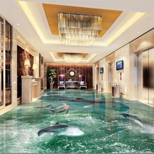 beibehang Custom flooring 3d large beach waves living room shopping mall entertainment 3d floor tiles painting papel de parede beibehang custom 3d flooring waves painted floor super green on the bathroom floor wall papers home decor 3d wallpaper flooring