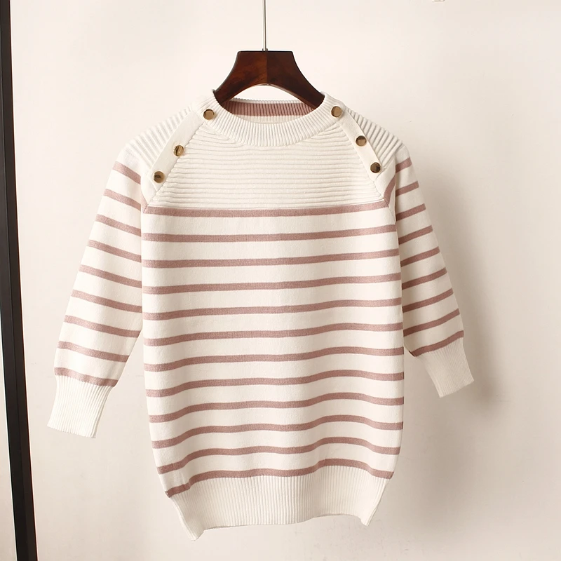 ONLYSVTER Fashion Striped Autumn Winter Pullover Women Sweater O-Neck Knitted Jumper Top Long Sleeves Female Sweater