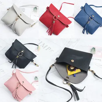 

Vintage Mini Women Messenger Bags PU leather Women Shoulder Bag Tassel Solid Clutches Chain Women Crossbody Bags Tote
