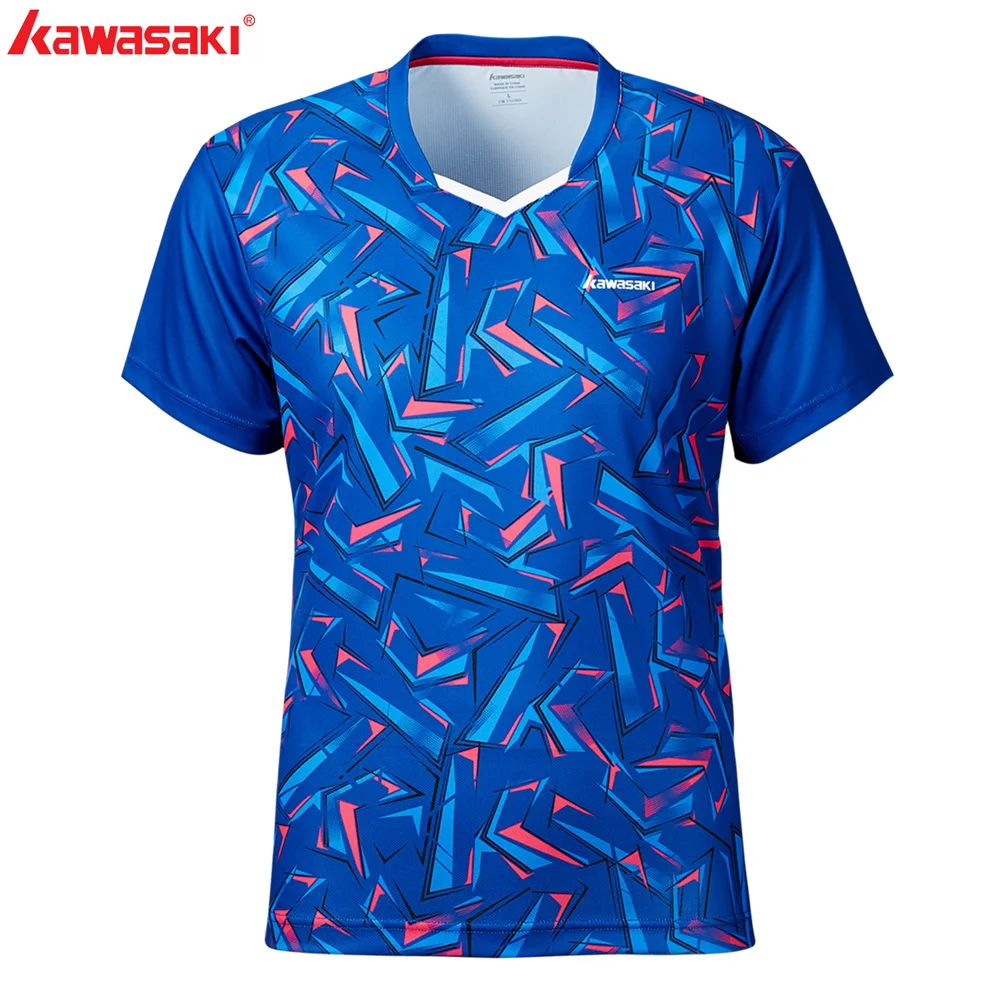 

Kawasaki Summer Badminton Clothes Sportswear Shirts For Boy Girl V-Neck Breathable Badminton Sport T-shirt ST-S3112
