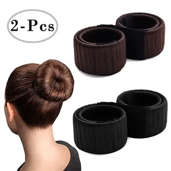 

1Set=2Pcs Magic Hair Bun Maker French Donut Styling Hair Fold Wrap Snap Accessories For Women Curler Roller Quick Dish Headbands