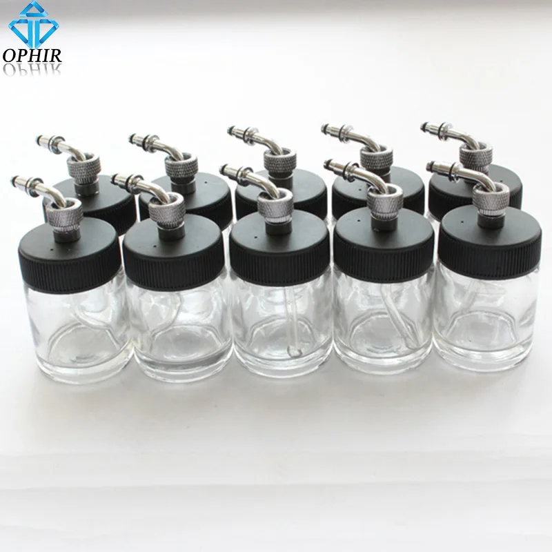 

OPHIR 10 pcs/lot Airbrush Glass 22cc bottles pot Professional paint cup Model # AC018-10x