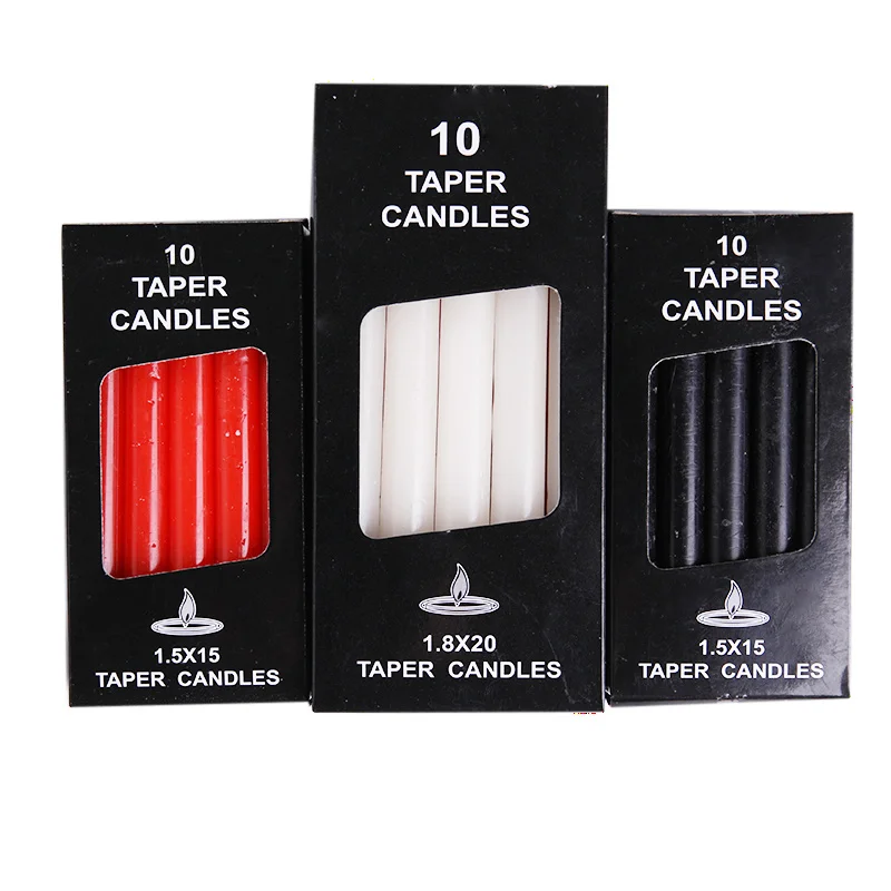 

10pcs! Romantic Candlelight Dinner Candle Taper Rod Soy Wax Making for Party Halloween Wedding table decoration red white black