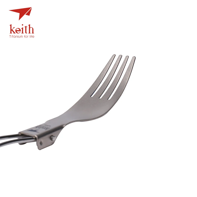 Conjuntos com Flanela Acampamento ao ar Conjunto de Talheres 3 em 1 Keith Titanium Dobrável Colher Garfo Spork Talheres Bolsas Livre 3 Peças 17 Esporte e Lazer