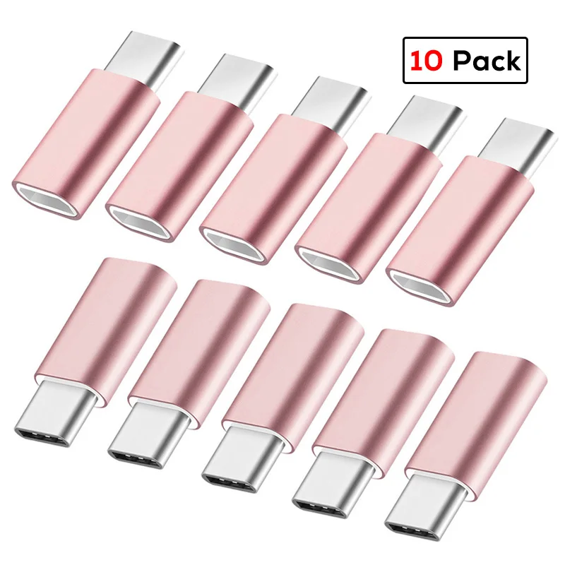 SUPTEC 10 шт USB адаптер usb type C к Micro USB OTG кабель type-C Конвертер Разъем для Macbook samsung S9 S8 huawei P20 P10 - Цвет: 10 Pack Rose gold