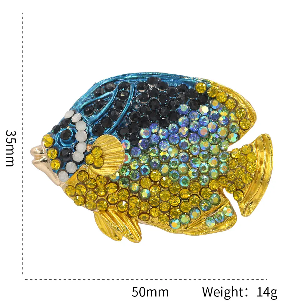 PULATU сияющий горный хрусталь тропическая брошь с рыбой шпильки унисекс, металлические аксессуары воротник костюм платье с шарфом украшение ювелирное украшение в виде броши
