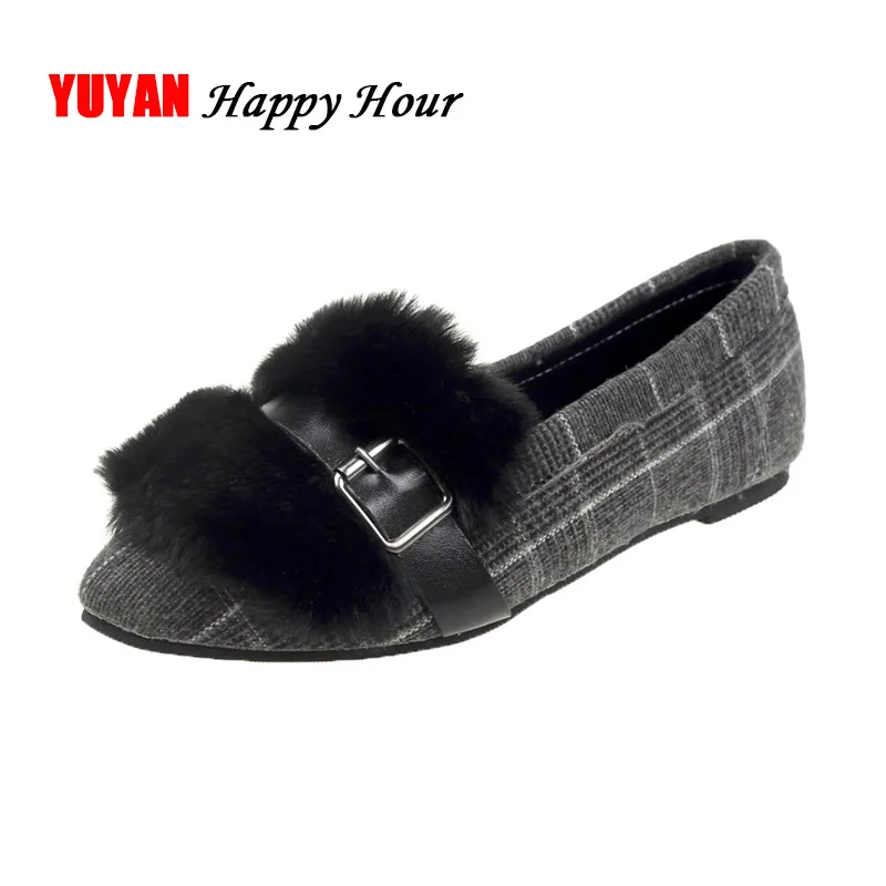 wwqXnP4RT Punta Las Negro Marca Mujeres Zapatos caqui En De Invierno Fur Señoras Del Cómodo Yx330 Suave Pie Mocasines Dedo Pisos Elegantes xqO7wpIR