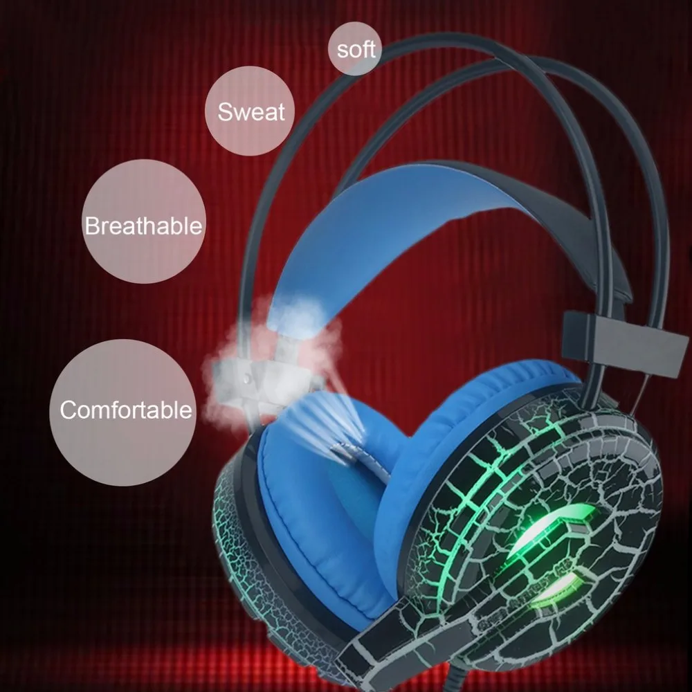 Мода H6 игровая гарнитура глубокий бас компьютерные игровые наушники с микрофоном светодиодный светильник для компьютера PC Gamer