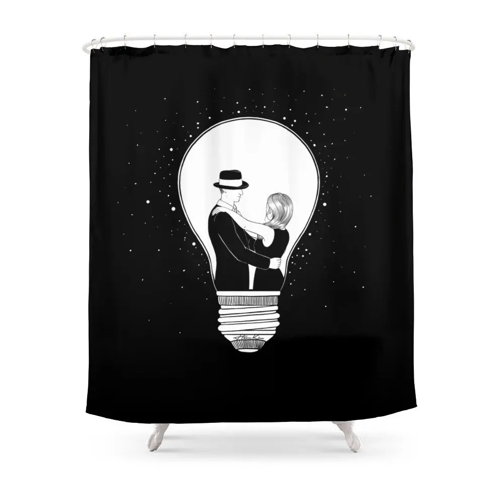 We Light Up The Dark Shower Curtain Set Waterproof Polyester Fabric Bath Curtain For Bathroom