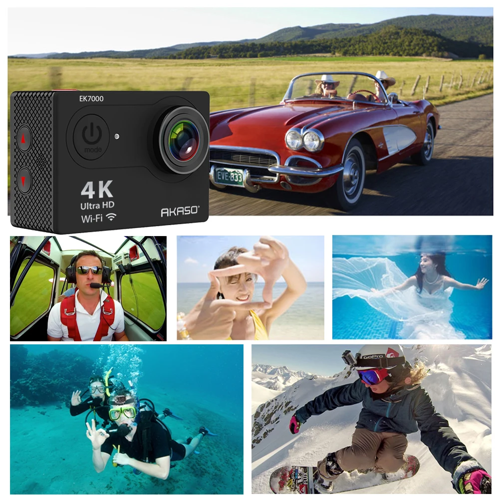  AKASO EK7000 / EK5000 4K WIFI Outdoor Action Camera Video Extreme Sports helm Ultra HD Diving Water