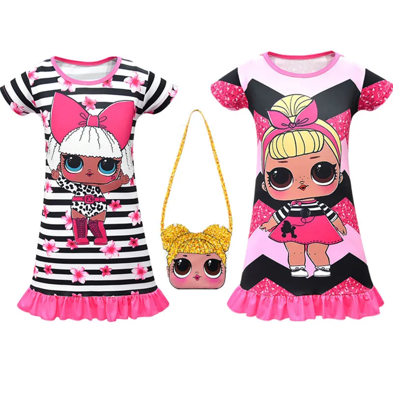 

2019 summer Girls Clothing Night Dress Vest Pajamas Teenage Nightgown Lol doll Printing Sleepping Nightdress Homewear
