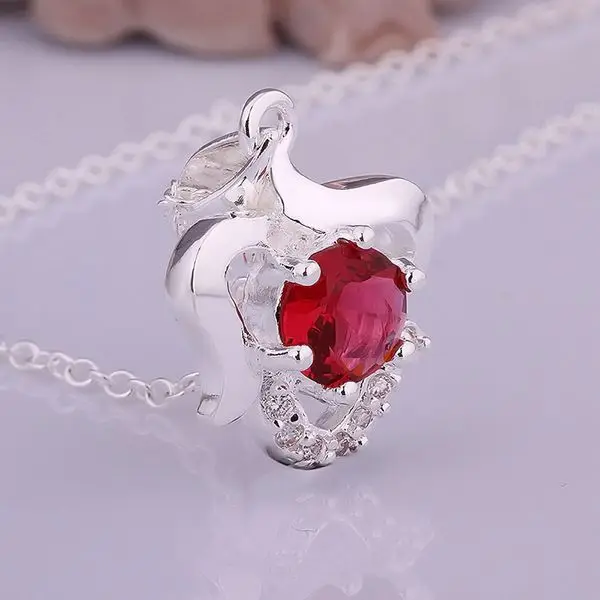 

2016 silver necklaces red stone apple collares 2016 prices in euros SMTN518