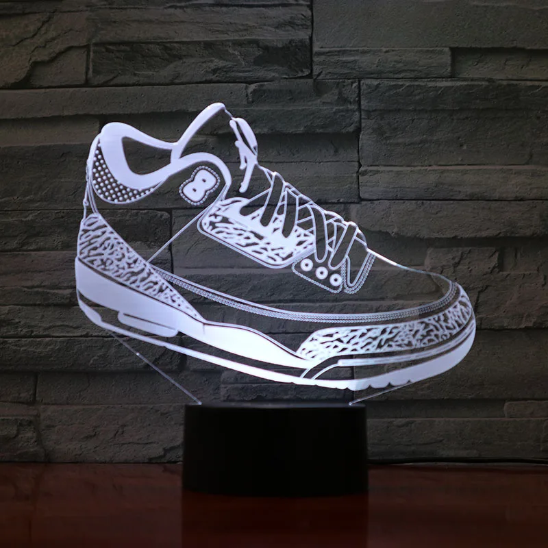 Мужская обувь Jordan баскетбол 3D ночник Led Illusion Touch сенсор для мальчиков детские подарки настольная лампа спальня кроссовки jordan 3
