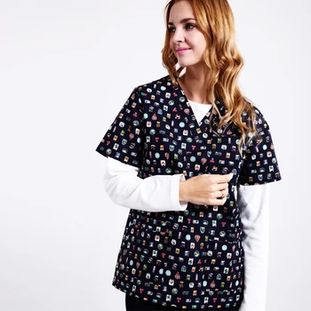 

Hospital Clinic Doctor Nurse Printed Medical Clothings Comfortable & Breathable Man Woman Medical Uniform In Scrubs Set,J14