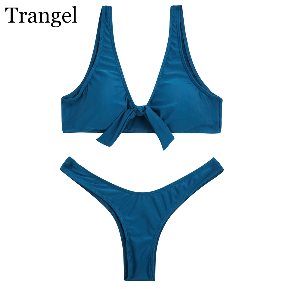 

Trangel Bikini Women Swimwear Solid Bow-knot Bikini Brazilian bikini sexy Thong bottom Swimsuit Beach Wear bikini set 2018