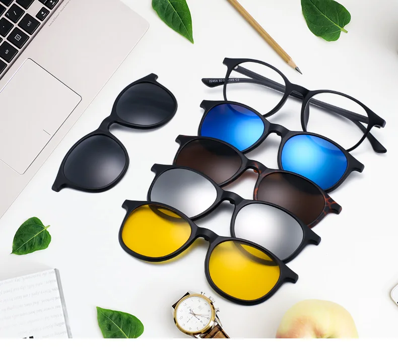 JM магнитная линза оттенков 5 шт Поляризованные клип-на солнечные очки пластиковый ободок для ночного вождения солнцезащитные очки 3 вида стилей