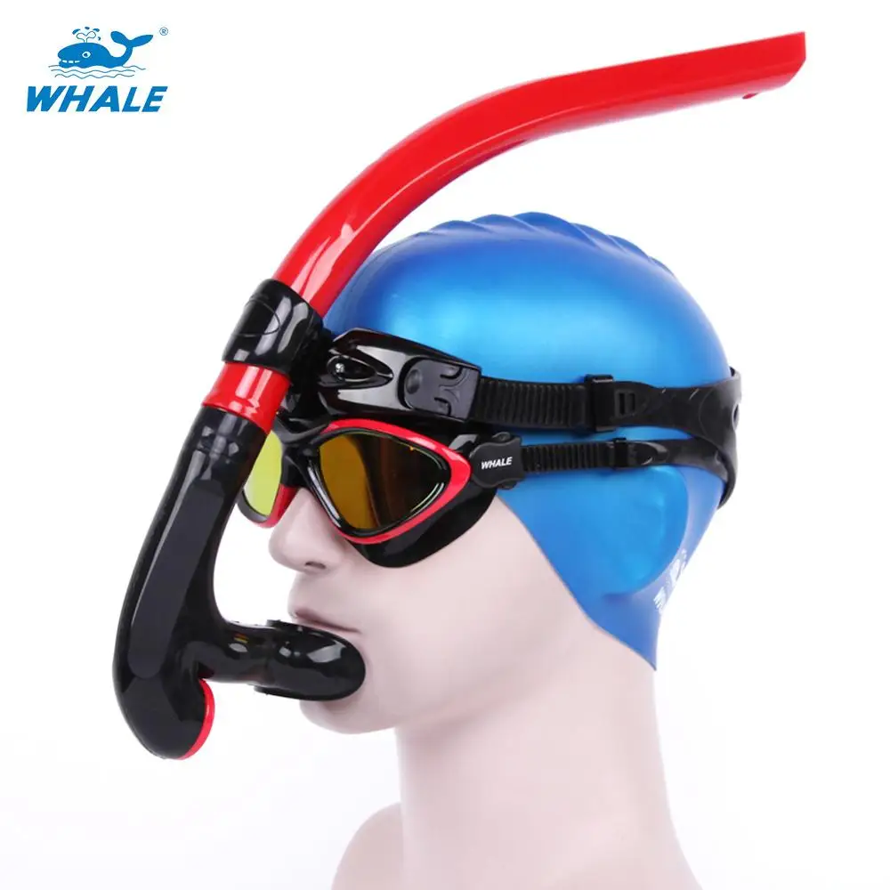 

New Diving Snorkel Breathing Tube Full Dry WHALE Swimming Training Equipment Scuba with head belt Silicone Mouthpiece Front