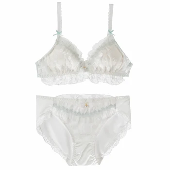 

Cute Fairy Kei Lace Small Breast Japanese Bra & Panties Set Wirefree Soft Underwear Sleep Intimates Set Kawaii Lolita