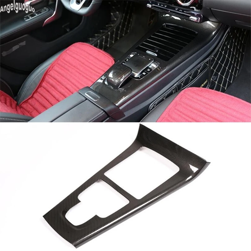 ABS carbon fiber For Mercedes Benz A class W177 V177 2019 Car Center Console Panel Gear Shift Multimedia button Frame Cover Trim