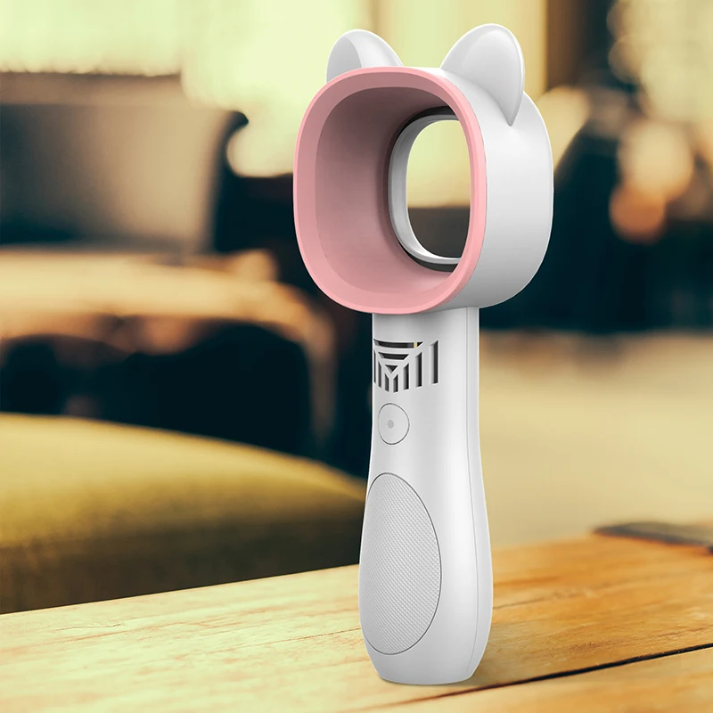 

3 Gear Cute USB Rechargeable Fan Portable Bladeless Fan Handheld Mini Cooler No Leaf Handy Cooling Fan Outdoor home