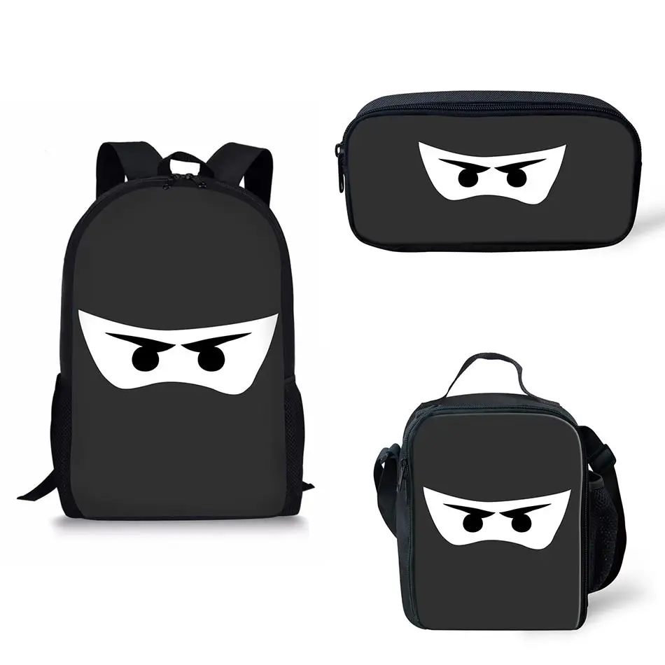 

Customize Schoolbags Black White darkness Ninja Eyes Mask Printing Backpack School Bags for Boy Girl insulated bag bagpack
