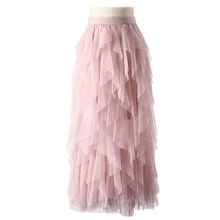 Модные юбки для женщин s пачка кружевная сетчатая юбка для женщин Элегантный Тюль длинная Плиссированная юбка для женщин миди юбка лето spodnica B6190