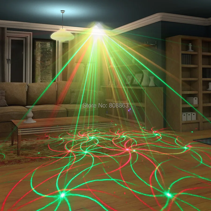 ESHINY البسيطة 4in1 4 أنماط الزوبعة R & G جهاز عرض ليزر الإضاءة المرحلة ديسكو DJ نادي KTV عيد الميلاد شريط الأسرة كشاف إضاءة للحفلات تظهر P17