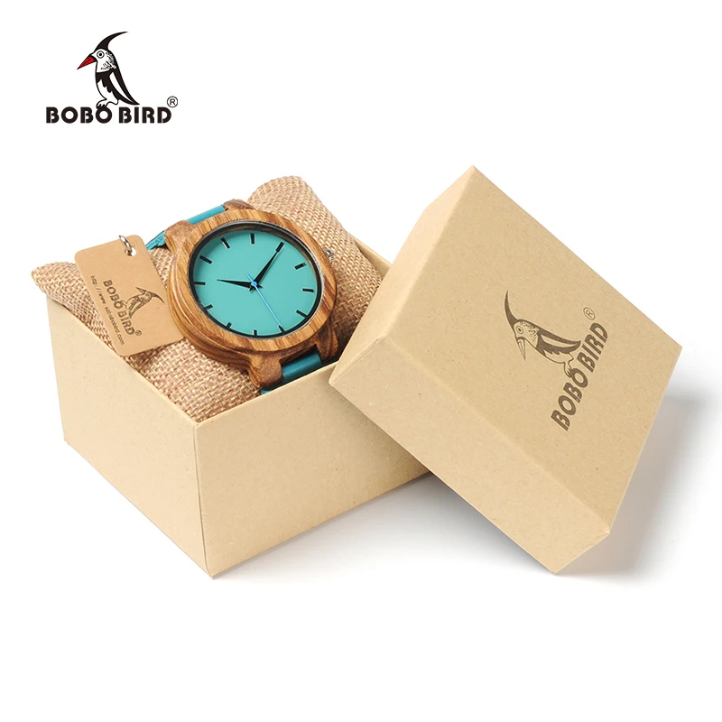 Vente BOBO Amateurs D OISEAUX Montre Hommes Turquoise Bleu En Cuir Montres Femmes Japonais miytor 2035 Quartz Writwratch relogio masculino C C28