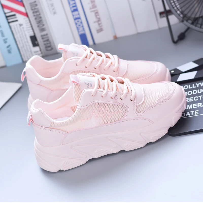 

2019 summer new mesh breathable ins tide thick bottom increased mesh sports soft bottom platform shoes woman shoes