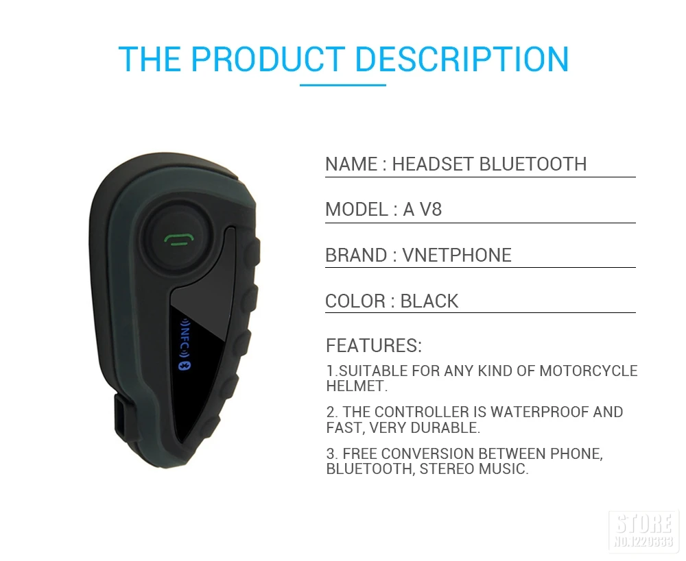 VNETPHONE V8 1200 м Bluetooth домофон водонепроницаемый мотоциклетный шлем Переговорная гарнитура NFC пульт дистанционного управления полный дуплекс+ FM