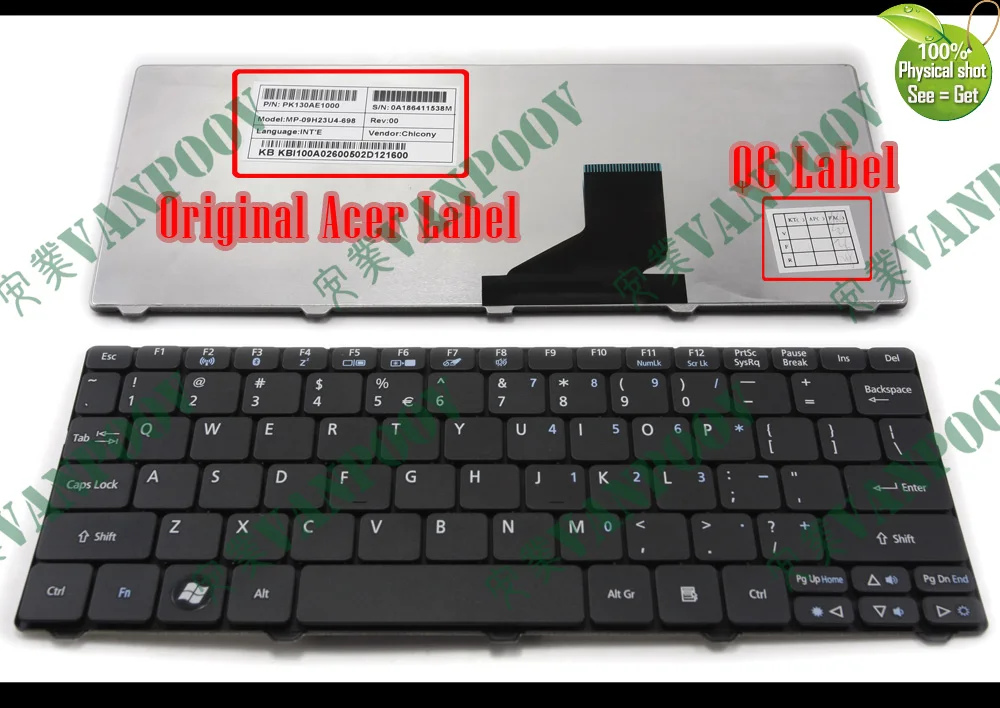 

New notebook Laptop keyboard for Acer Aspire one 532H AO532H 521 D255 D260 D270, For Gateway LT21 Black US version - V111102AS1