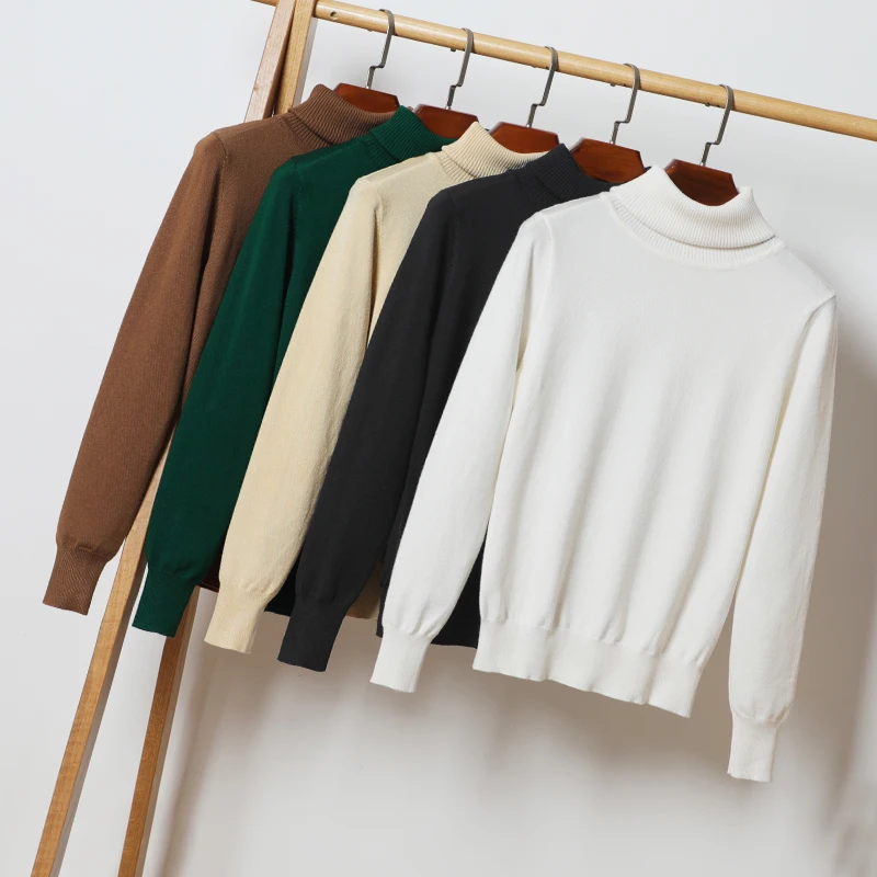

2019 high quality spring autumn women turtleneck pullover sweaters fashion design womens casual knitted pullovers
