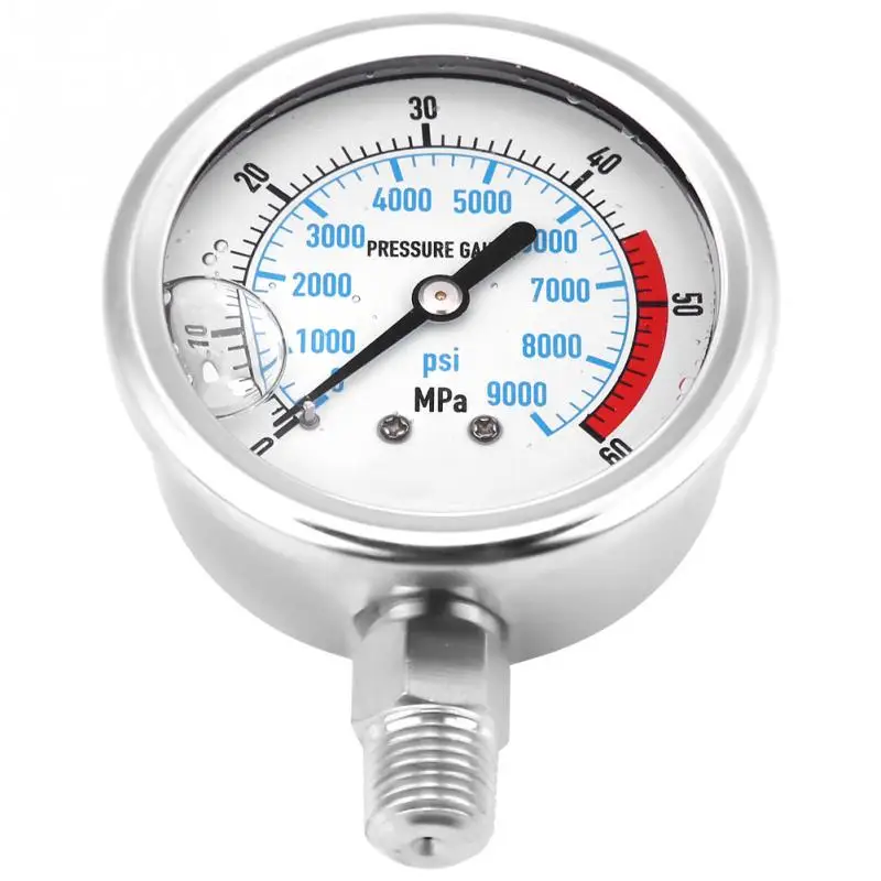 

Hydraulic Pressure Gauge manometer Stainless Steel Dual Scale Water Pressure Tester Compressor 60MPA/9000PSI NPT1/4