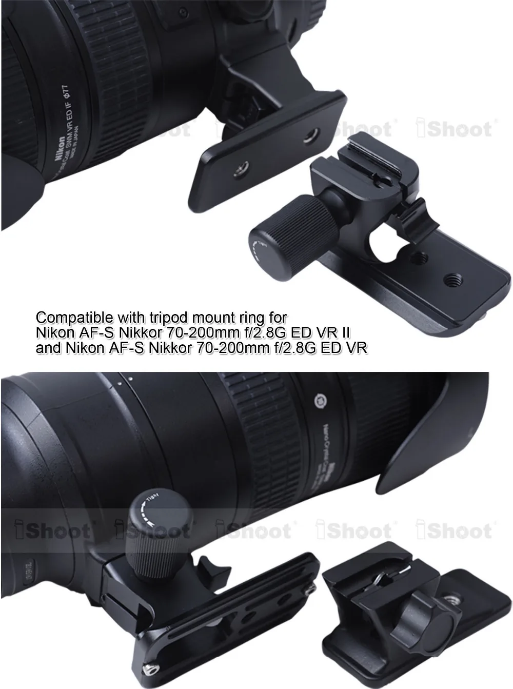 Telephoto lens stand quick release plate for Nikon AF-S VR & VR-II 70-200mm f2.8 