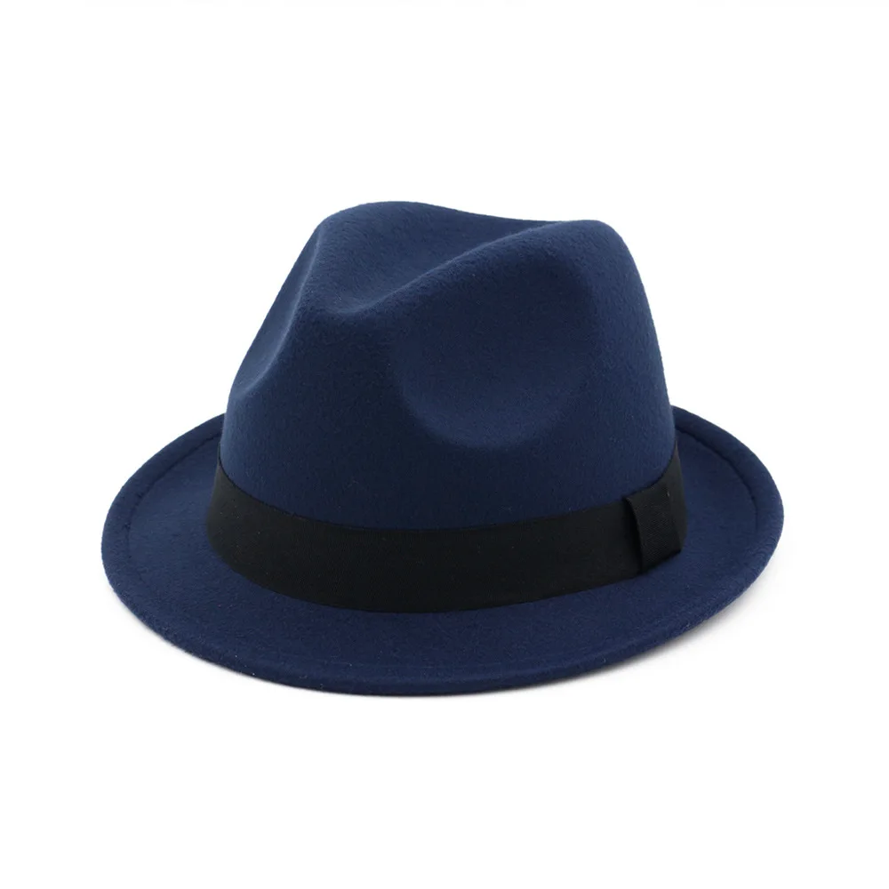 [DINGDNSHOW] Модные фетровые шляпы шерстяной джазовый Теплая Зимняя кепка Sombrero Hombre элегантные шапки для женщин и мужчин - Цвет: navy adult