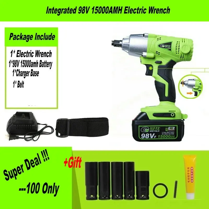 Aliexpress Brushless Cordless Electric Wrench Impact Socket 98tv 15000mah 21v Cordless Electric Wrench Impact Socket Li Battery Hand Drill Hammer Installation