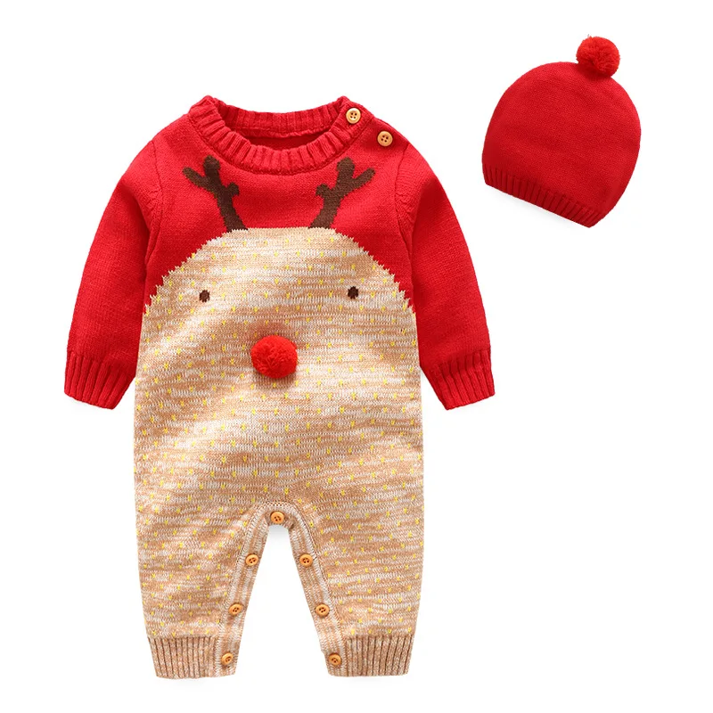 AMISSA/Детские комбинезоны; зимняя одежда для новорожденных мальчиков и девочек; вязаный свитер и шапка; комбинезон с капюшоном; детская верхняя одежда для малышей