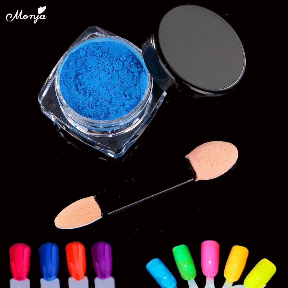 

Monja Neon Pigment Nail Powder Dust Nail Glitter Gradient Phosphor Acrylic Powder Colorful Nail Art Decoration Set with Brush