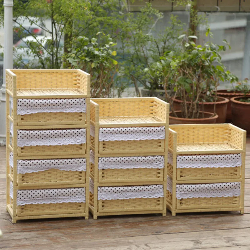 

Household Essentials sundries storage box Drawer Wooden Frame weave Storage Office Desktop Organizer adjustable drawer organizer