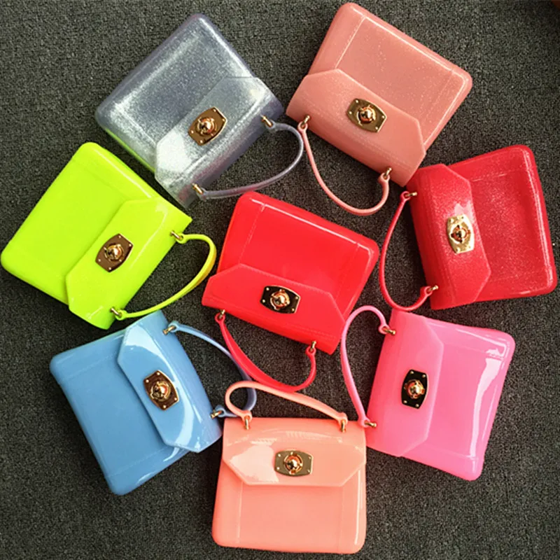 Fashion New Kids Cute Pattern Candy Colorful shoulder jelly bag Silica
